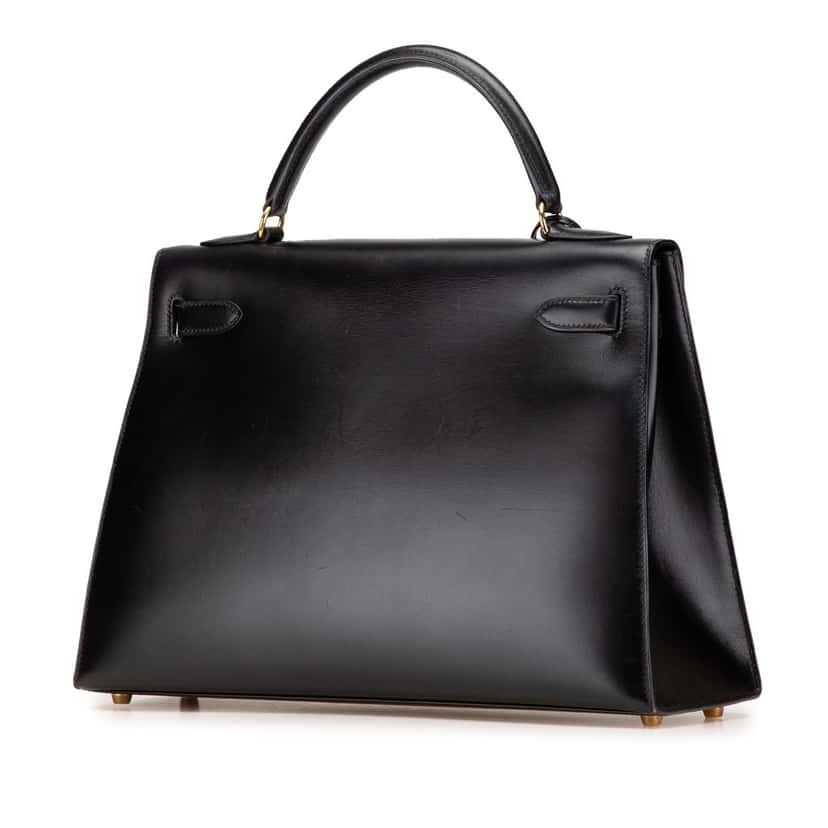 Hermès Box Calf Kelly Sellier 32 Black Leather Good condition - Back View
