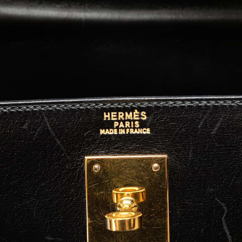 Hermès Box Calf Kelly Sellier 32 Black Leather Good condition - Box View