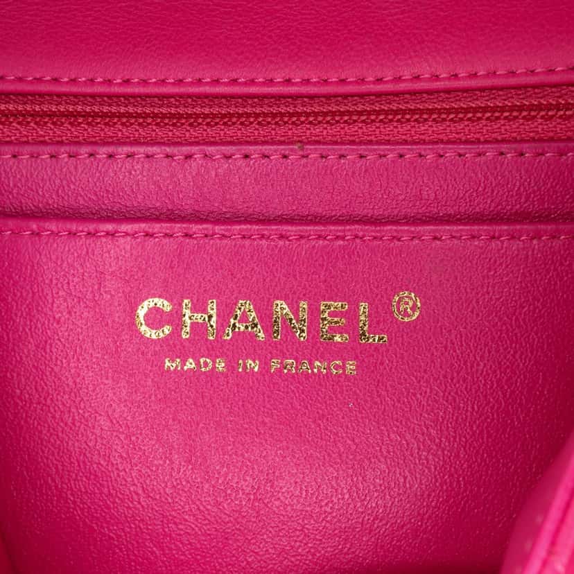 Chanel Mini Rectangular Classic Chevron Lambskin Single Flap Pink Leather Very good condition - Box View
