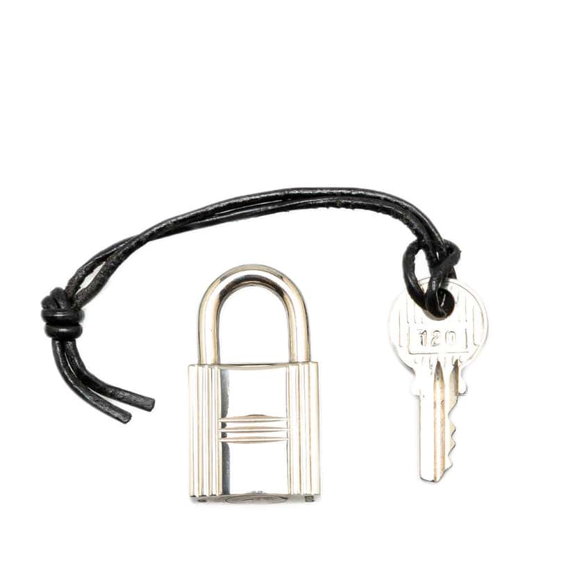 Hermès Palladium Plated Cadena Lock and Key Silver Metal Good condition - Front View