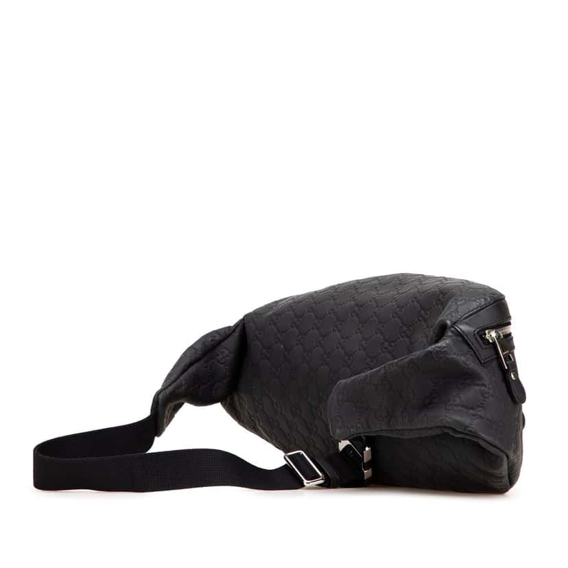 Gucci Guccissima Web Belt Bag Black Leather Good condition - Back View