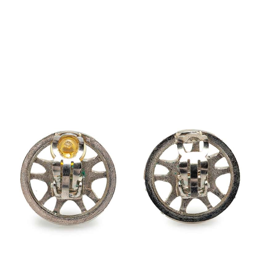 Chanel Silver CC Button Clip On Earrings Silver Silver Good condition - Back View