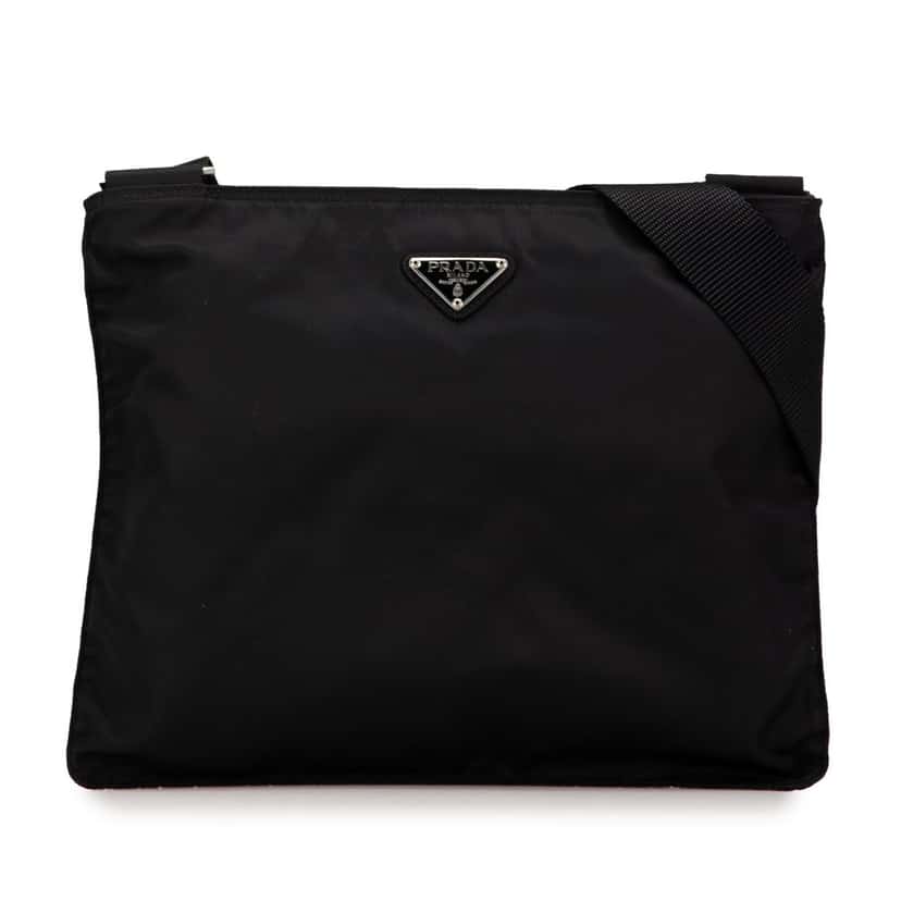 Prada Tessuto Zip Top Crossbody Black Good condition - Front View