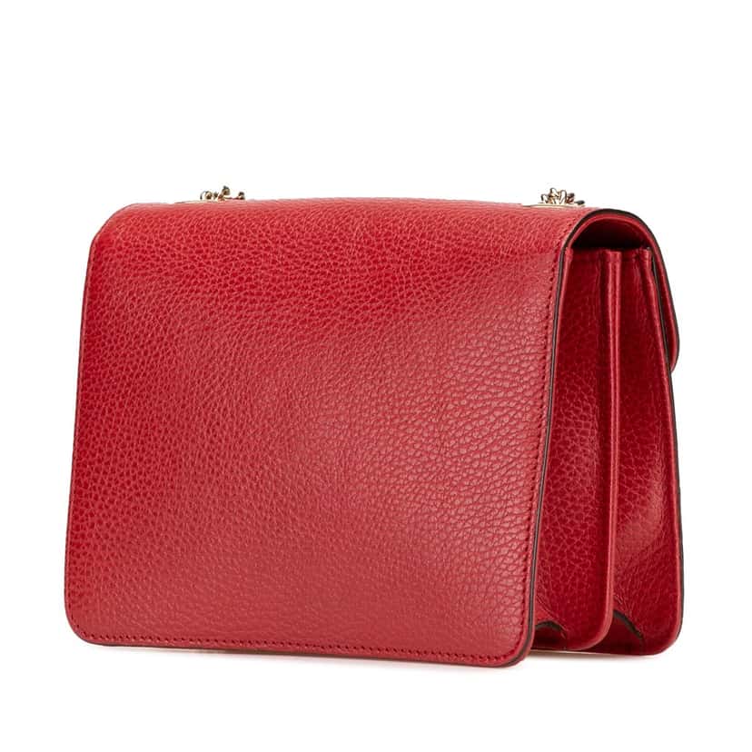 Gucci Small Dollar Calfskin Interlocking G Crossbody Red Leather Good condition - Back View