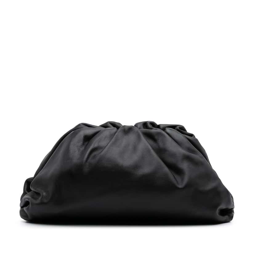Bottega Veneta Lambskin The Pouch Black Leather Good condition - Front View