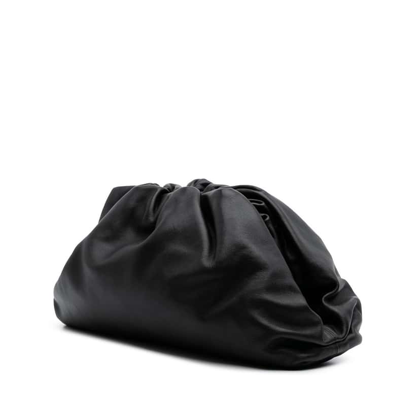 Bottega Veneta Lambskin The Pouch Black Leather Good condition - Back View