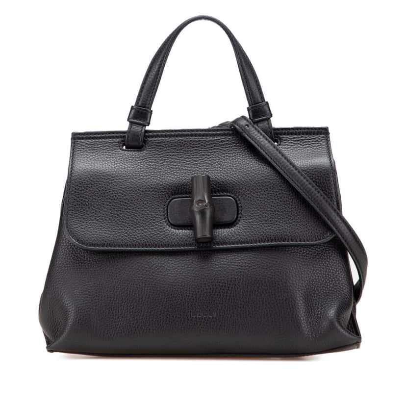 Gucci Small Leather Bamboo Daily Satchel Black Leather Good condition - Front View