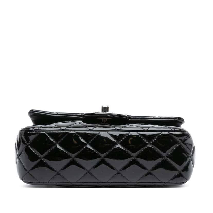 Chanel Mini Rectangular Classic Patent Single Flap Black Leather Good condition - Inside View