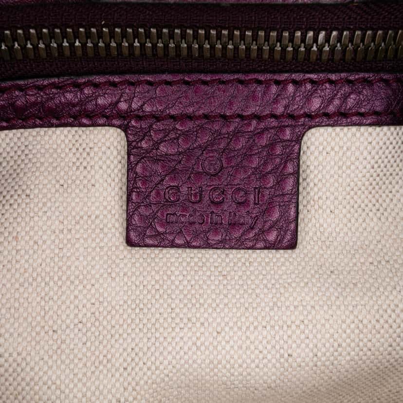 Gucci Small Metallic Calfskin Bamboo Shopper Satchel Purple Leather Good condition - Box View