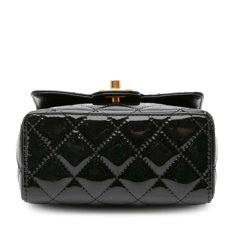 Chanel Mini Square Classic Patent Single Flap Black Leather Good condition - Inside View