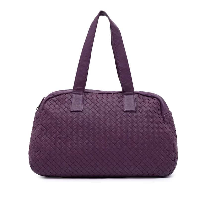 Bottega Veneta Nappa Intrecciato Shoulder Bag Purple Leather Very good condition - Front View