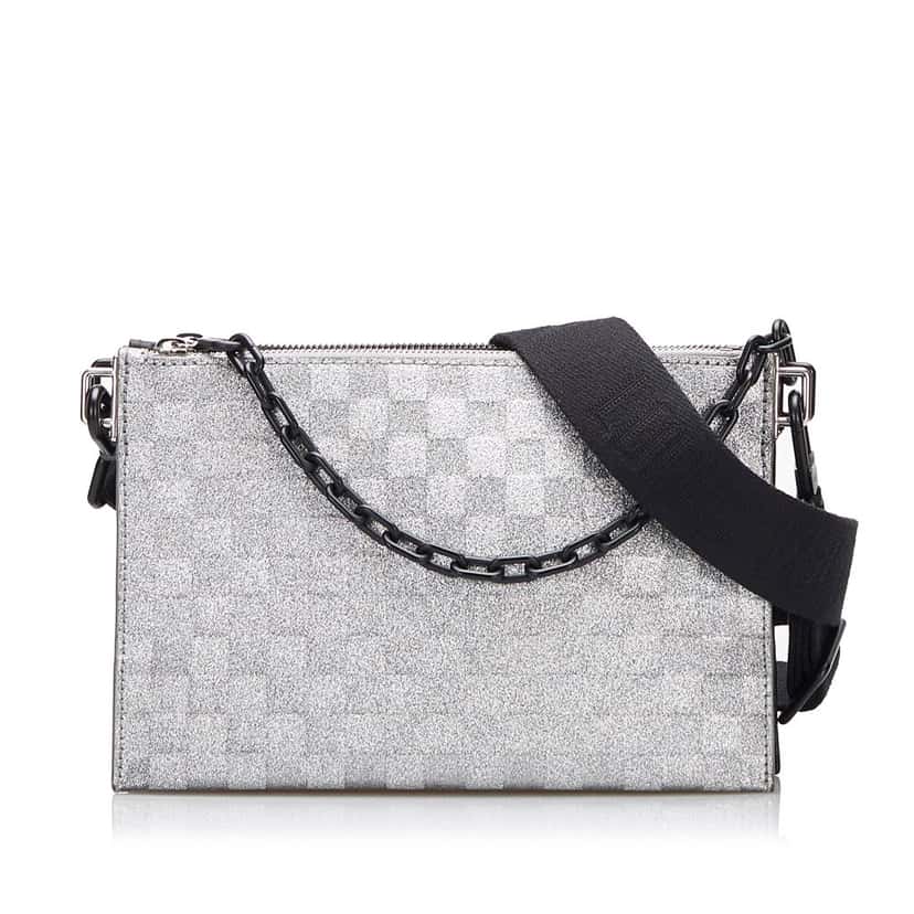 Louis Vuitton Damier Glitter Taurillon In The Loop Trio Pouch Black Leather Good condition - Front View