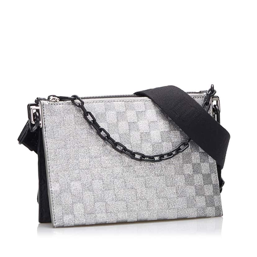 Louis Vuitton Damier Glitter Taurillon In The Loop Trio Pouch Black Leather Good condition - Back View