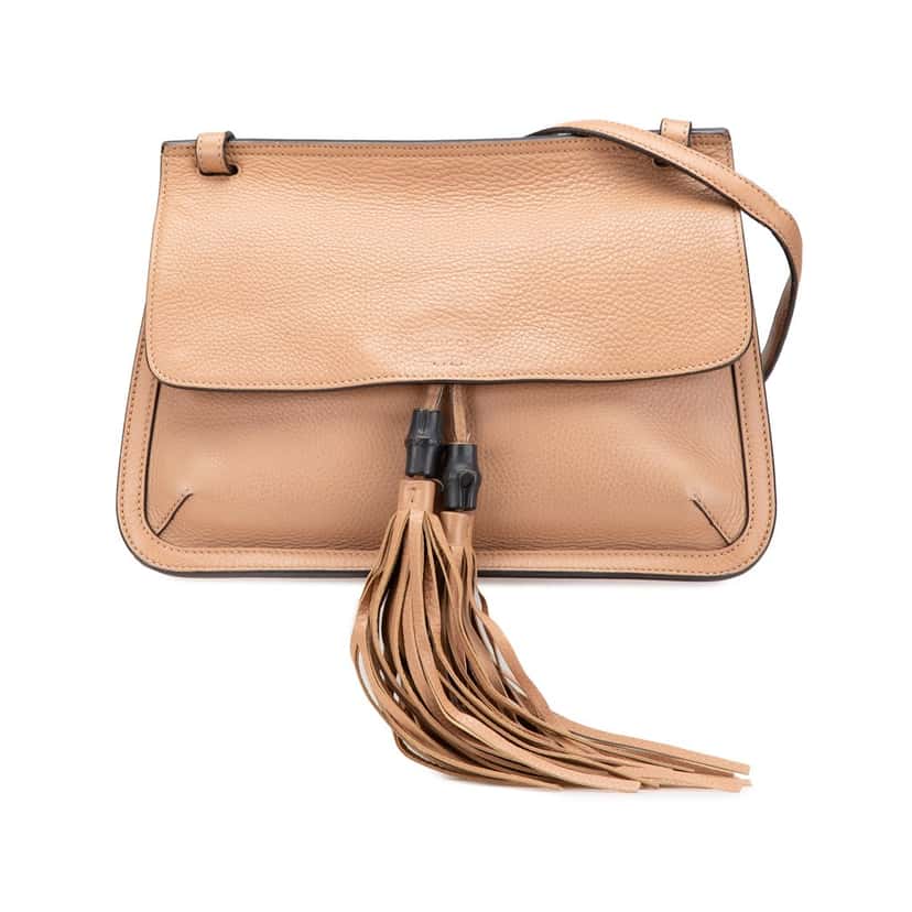 Gucci Medium Leather Bamboo Daily Crossbody Brown Leather Good condition - Front View