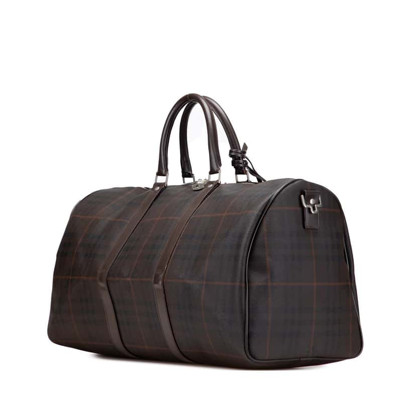 Burberry Tonal Check Coated Canvas Travel Bag Brown Canvas Good condition - Back View