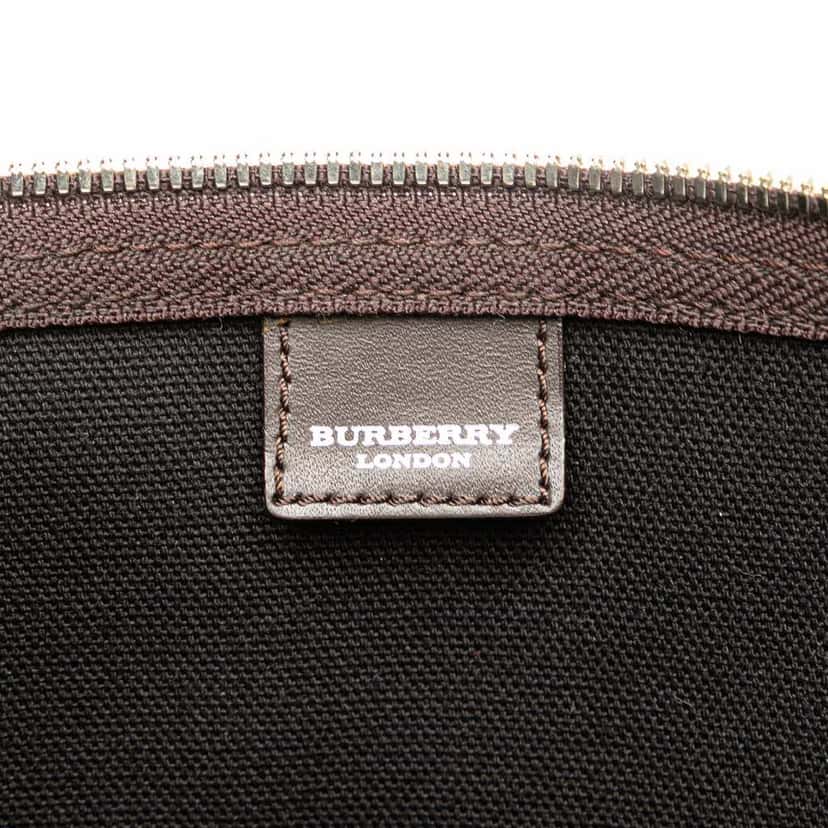 Burberry Tonal Check Coated Canvas Travel Bag Brown Canvas Good condition - Box View