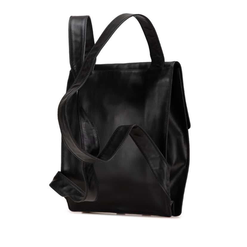Chanel CC Lambskin Backpack Black Leather Good condition - Back View