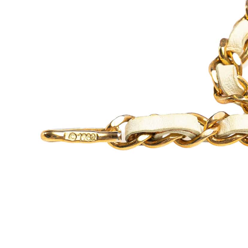 Chanel Gold Plated Medallion Leather Woven Chain Belt Gold Metal Good condition - Inside View