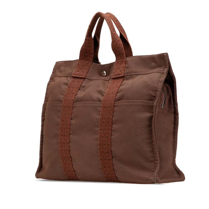 Hermès Canvas Herline MM Brown Canvas Good condition - Back View