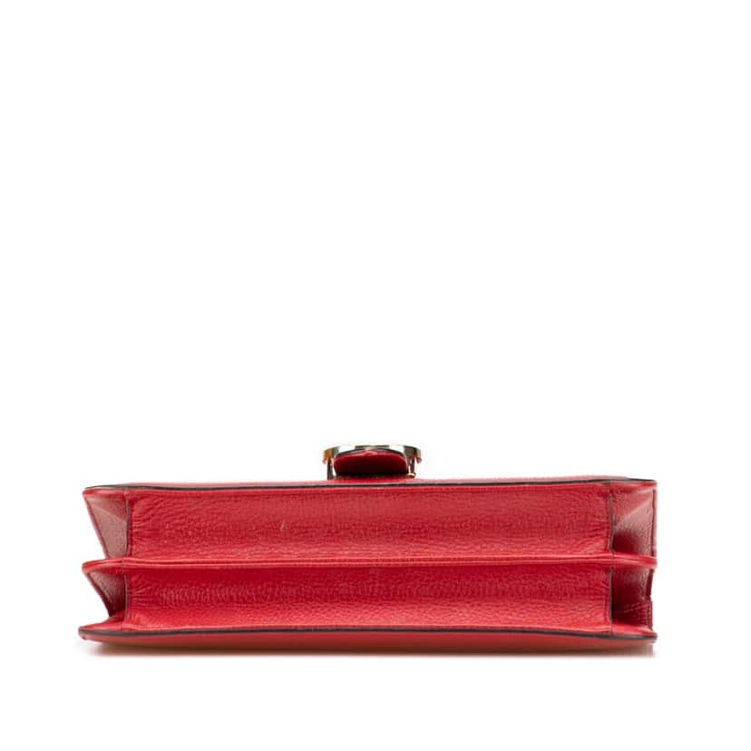 Gucci Medium Dollar Calfskin Interlocking G Crossbody Red Leather Good condition - Inside View