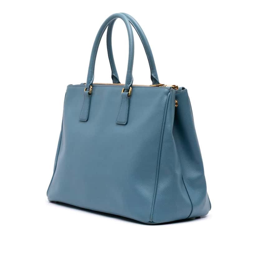 Prada Large Saffiano Lux Galleria Double Zip Satchel Blue Leather Good condition - Back View