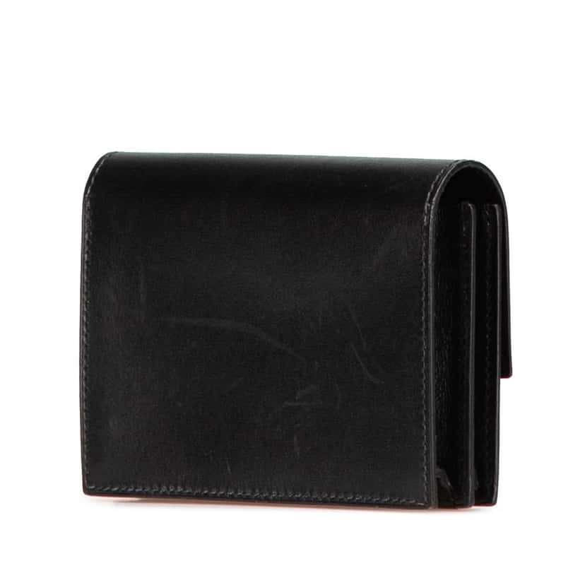 Hermès Box Calf Card Holder Black Leather Good condition - Back View
