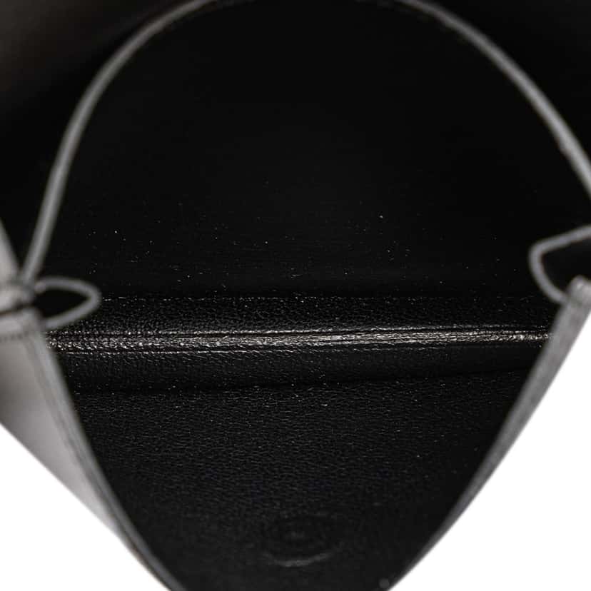 Hermès Box Calf Card Holder Black Leather Good condition - Box View