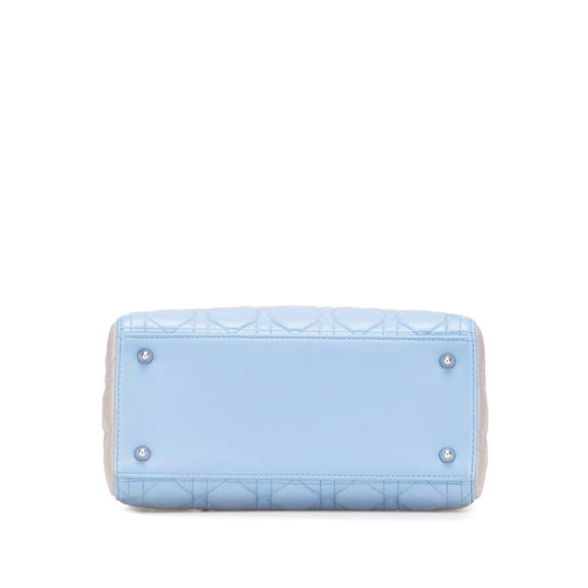 Dior Medium Bicolor Lambskin Cannage Lady Dior Blue Leather Good condition - Inside View