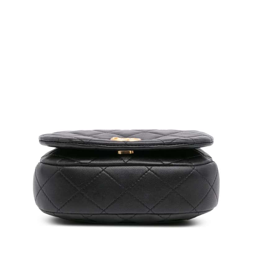 Chanel Mini Quilted Calfskin Coco Mail Clutch with Chain Black Leather Good condition - Inside View