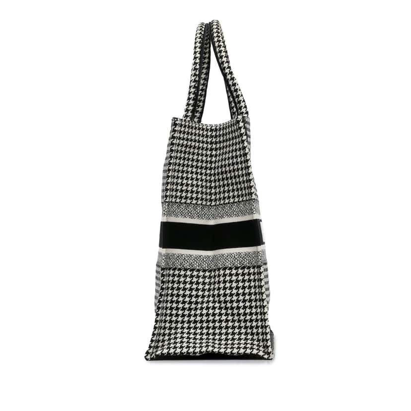 Dior Large Canvas Houndstooth Embroidered Book Tote Black Canvas Good condition - Inside View