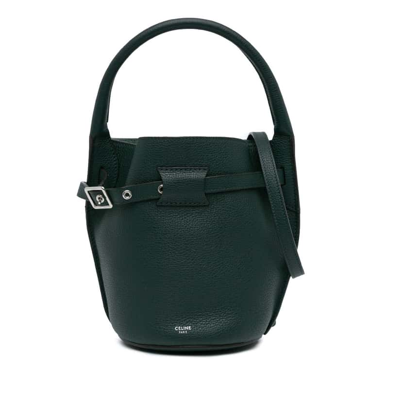 Celine Nano Leather Big Bucket Bag Green Leather Good condition - Front View