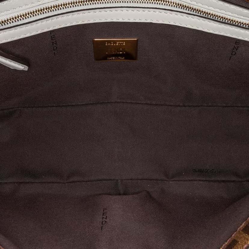 Fendi Zucca Glazed Fabric Cage Baguette Satchel Brown Canvas Very good condition - Model View