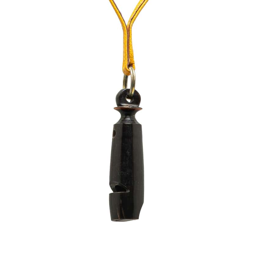 Hermès Leather Ultrasonic Dog Whistle Necklace Yellow Leather Good condition - Front View