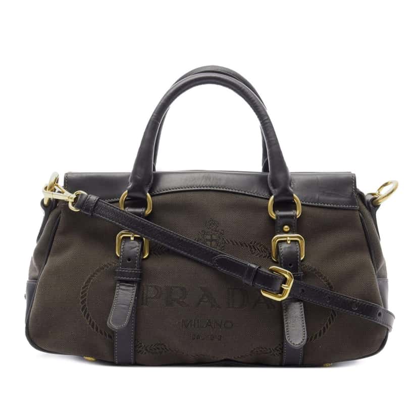 Prada Canvas Canapa Logo Satchel Brown Canvas Good condition - Front View