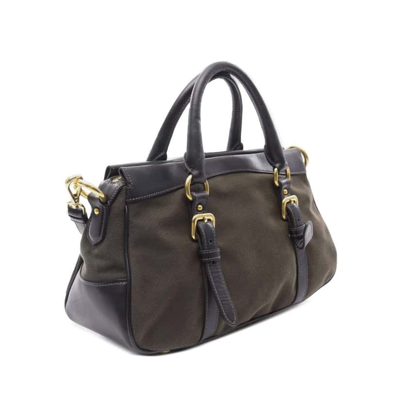 Prada Canvas Canapa Logo Satchel Brown Canvas Good condition - Back View