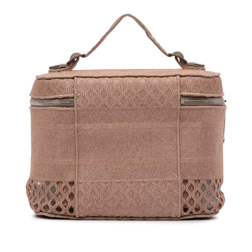 Dior Mesh Embroidered Diortravel Vanity Case Pink Polyester Good condition - Inside View