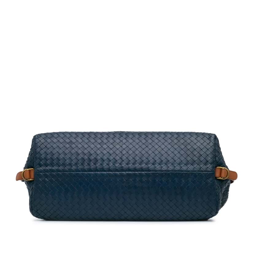 Bottega Veneta Nappa Intrecciato Bowling Bag Blue Leather Good condition - Inside View