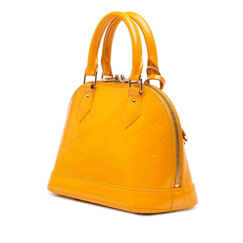 Louis Vuitton Monogram Vernis Alma BB Yellow Leather Fair condition - Back View