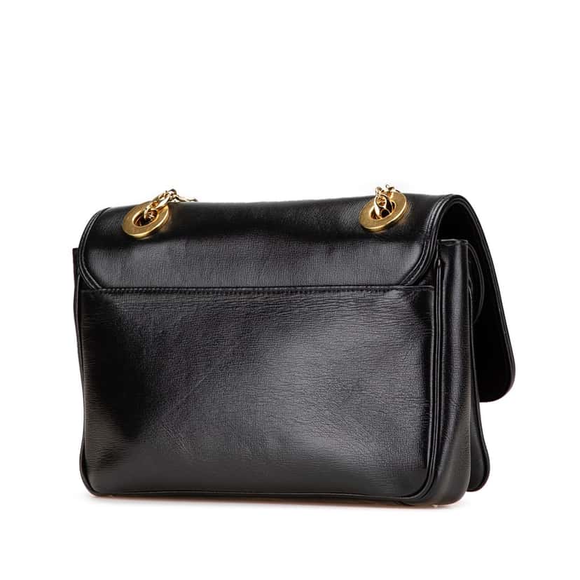 Gucci Small Leather Marina Chain Shoulder Bag Black Leather Very good condition - Back View