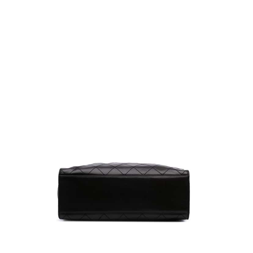 Chanel CC Quilted Lambskin Shoulder Bag Black Leather Good condition - Inside View
