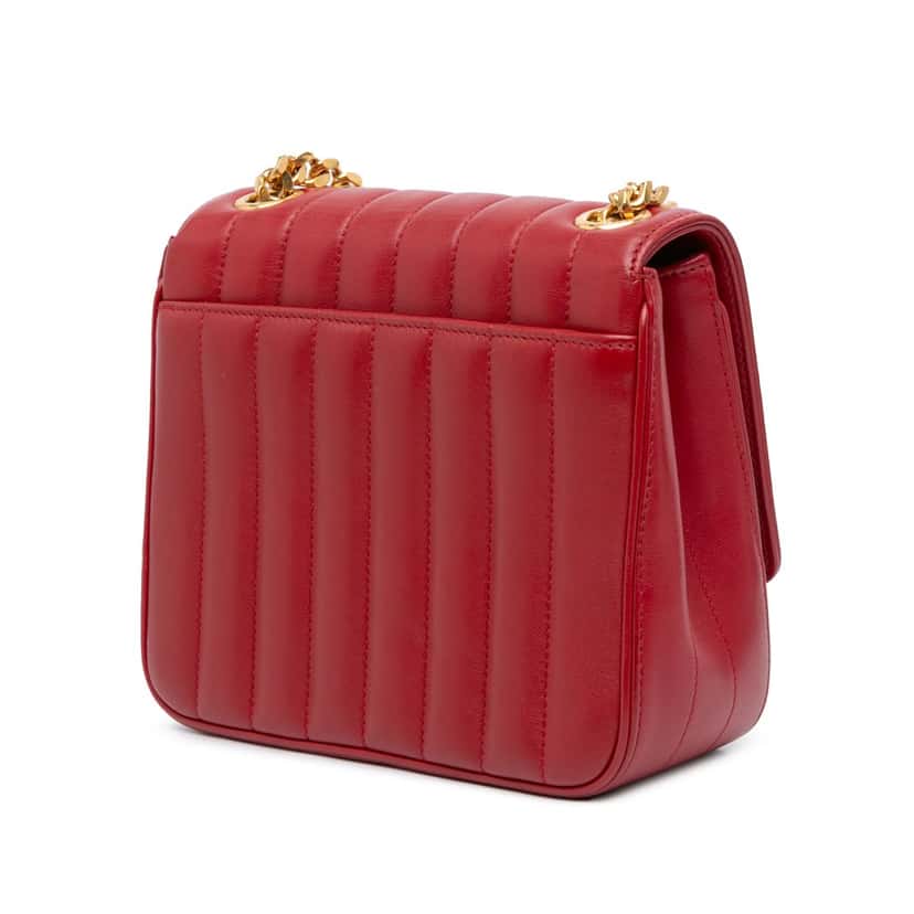 Saint Laurent Medium Lambskin Monogram Vicky Chain Bag Red Leather Good condition - Back View