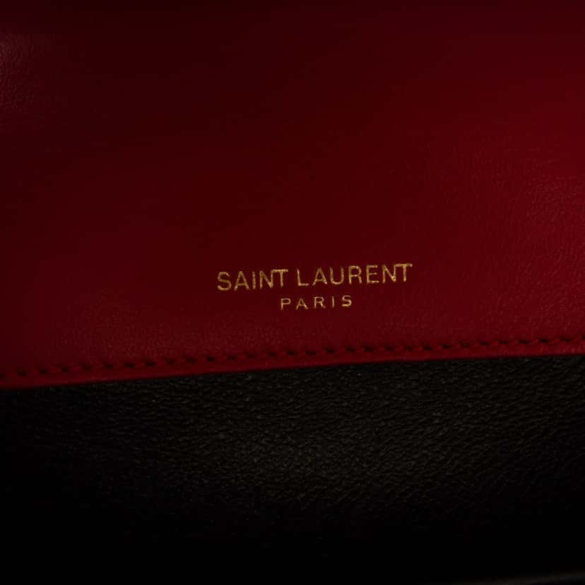 Saint Laurent Medium Lambskin Monogram Vicky Chain Bag Red Leather Good condition - Box View