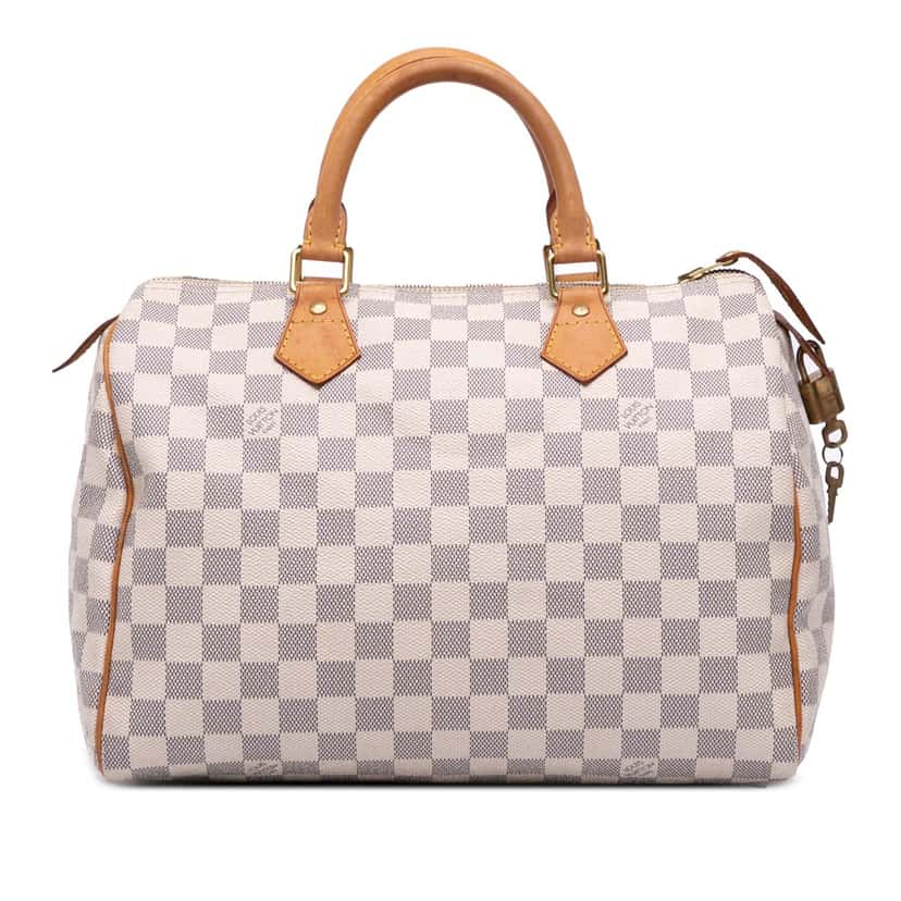 Louis Vuitton Damier Azur Speedy 30 White Canvas Fair condition - Front View
