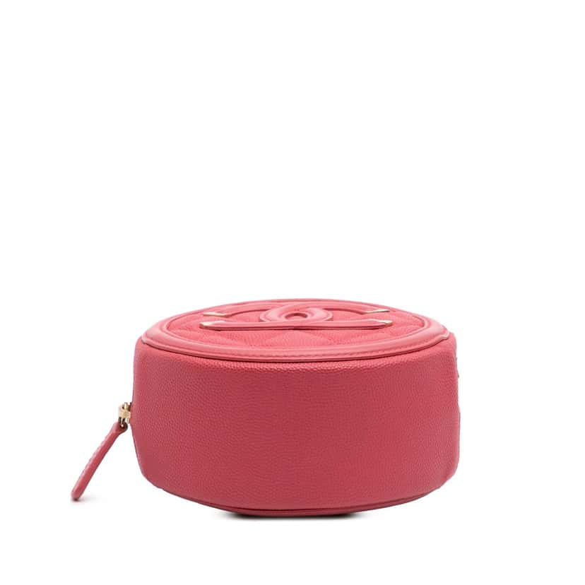 Chanel Caviar CC Filigree Round Crossbody Pink Leather Good condition - Inside View