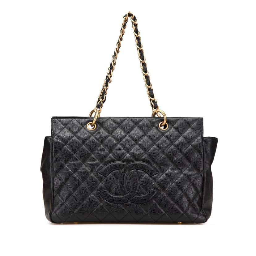 Chanel Grand Quilted Caviar Timeless Shopping Tote Black Leather Good condition - Front View