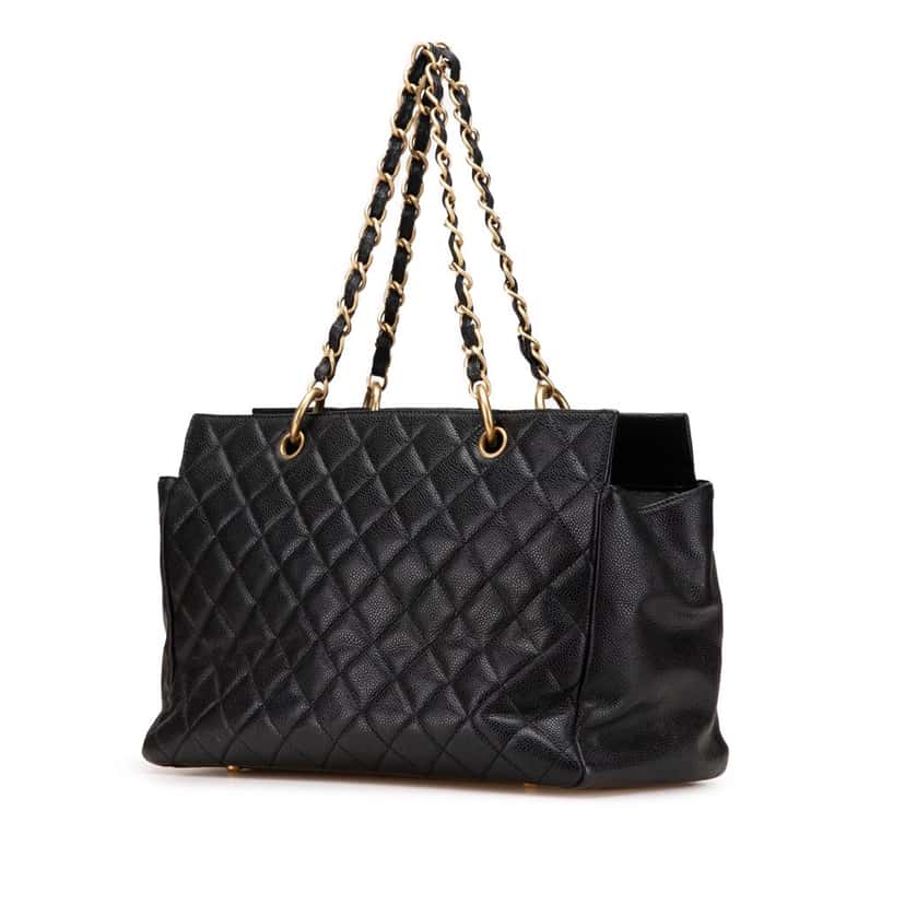 Chanel Grand Quilted Caviar Timeless Shopping Tote Black Leather Good condition - Back View