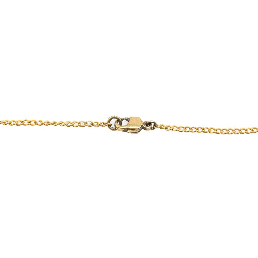 Chanel Gold Plated Rhinestone CC Heart Pendant Necklace Gold Metal Good condition - Back View