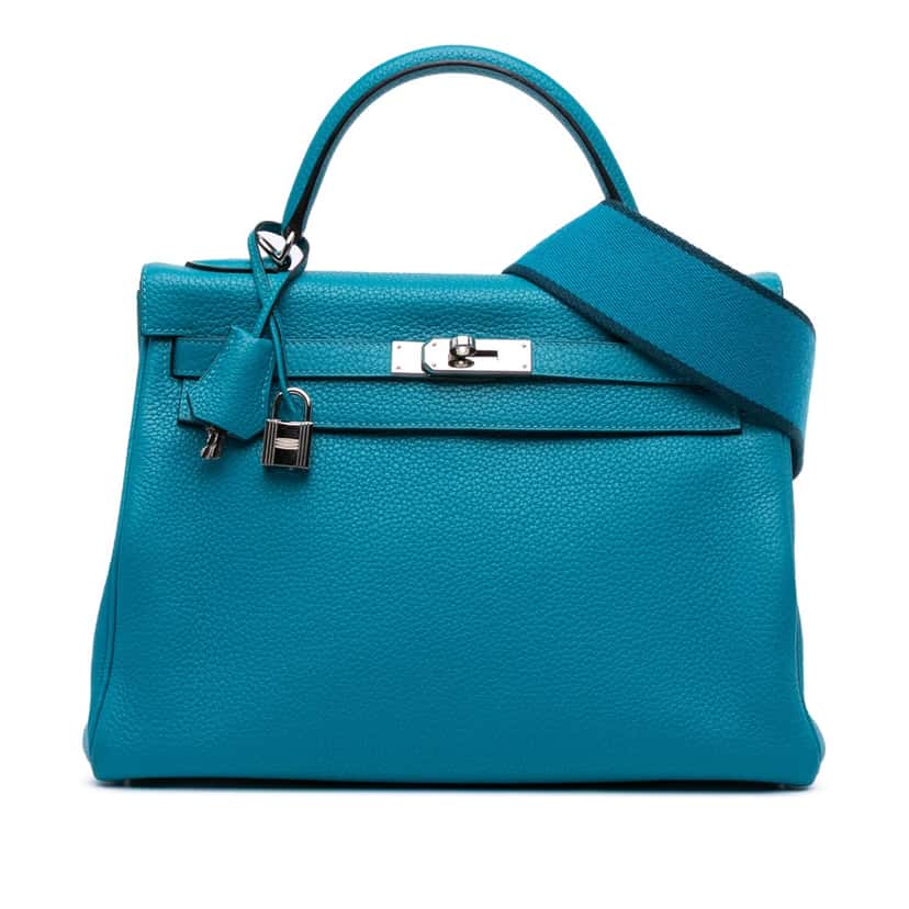 Hermès Togo Amazon Kelly II Retourne 32 Blue Leather Good condition - Front View