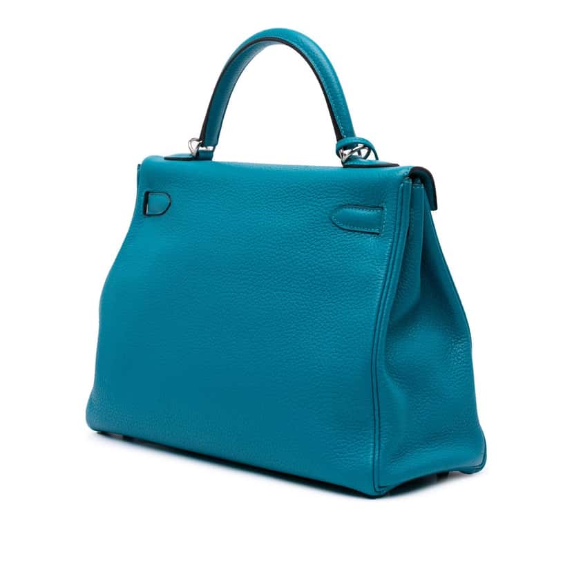 Hermès Togo Amazon Kelly II Retourne 32 Blue Leather Good condition - Back View