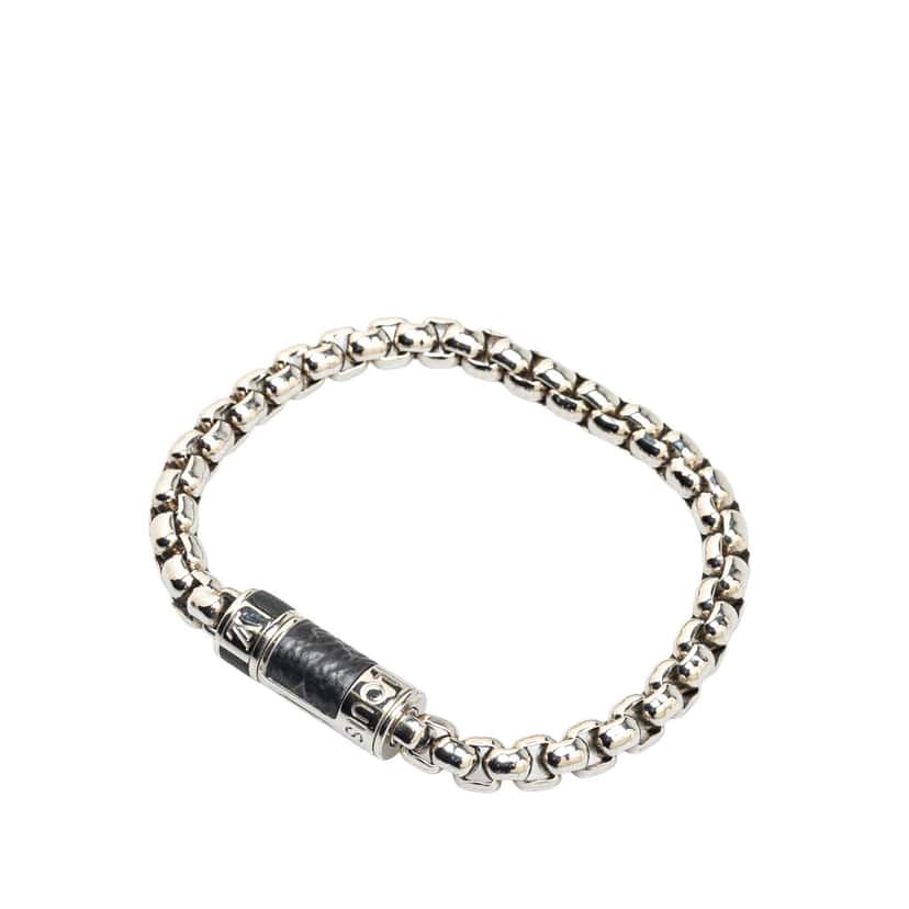 Louis Vuitton Monogram Eclipse Chain Bracelet Silver Brass Good condition - Back View